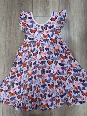Little Sleepies Butterfly Print Pink & Orange Twirl Dress